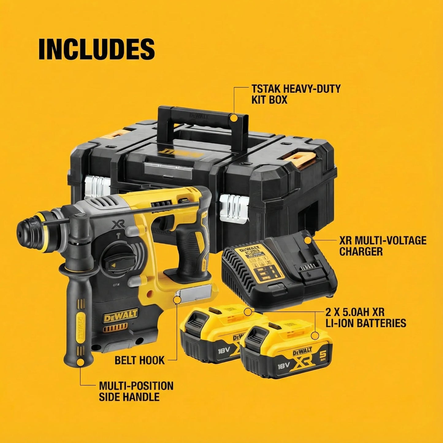 SDS‑Plus Rotary Hammer XR 18V DCH273P2T‑QW